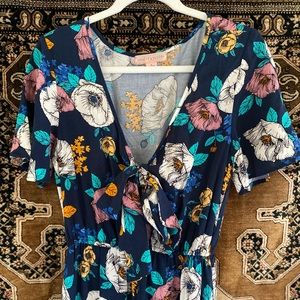 Navy floral jumpsuit